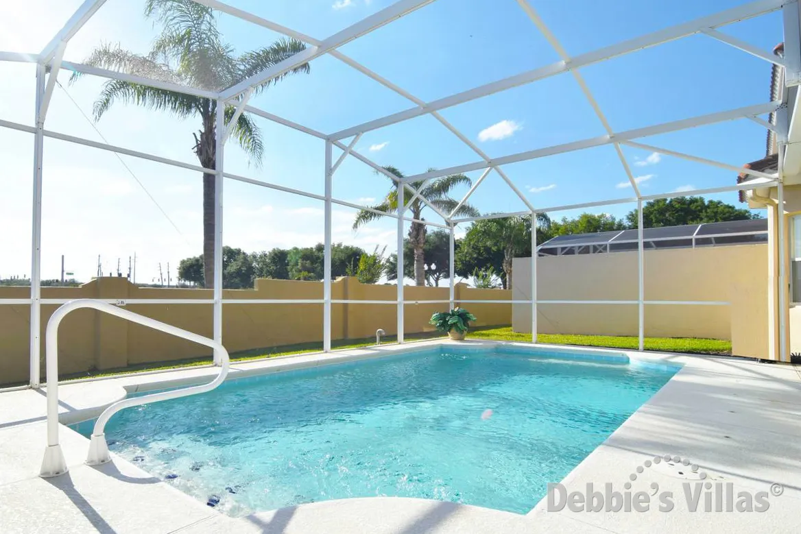 West-facing private pool at this Davenport vacation home