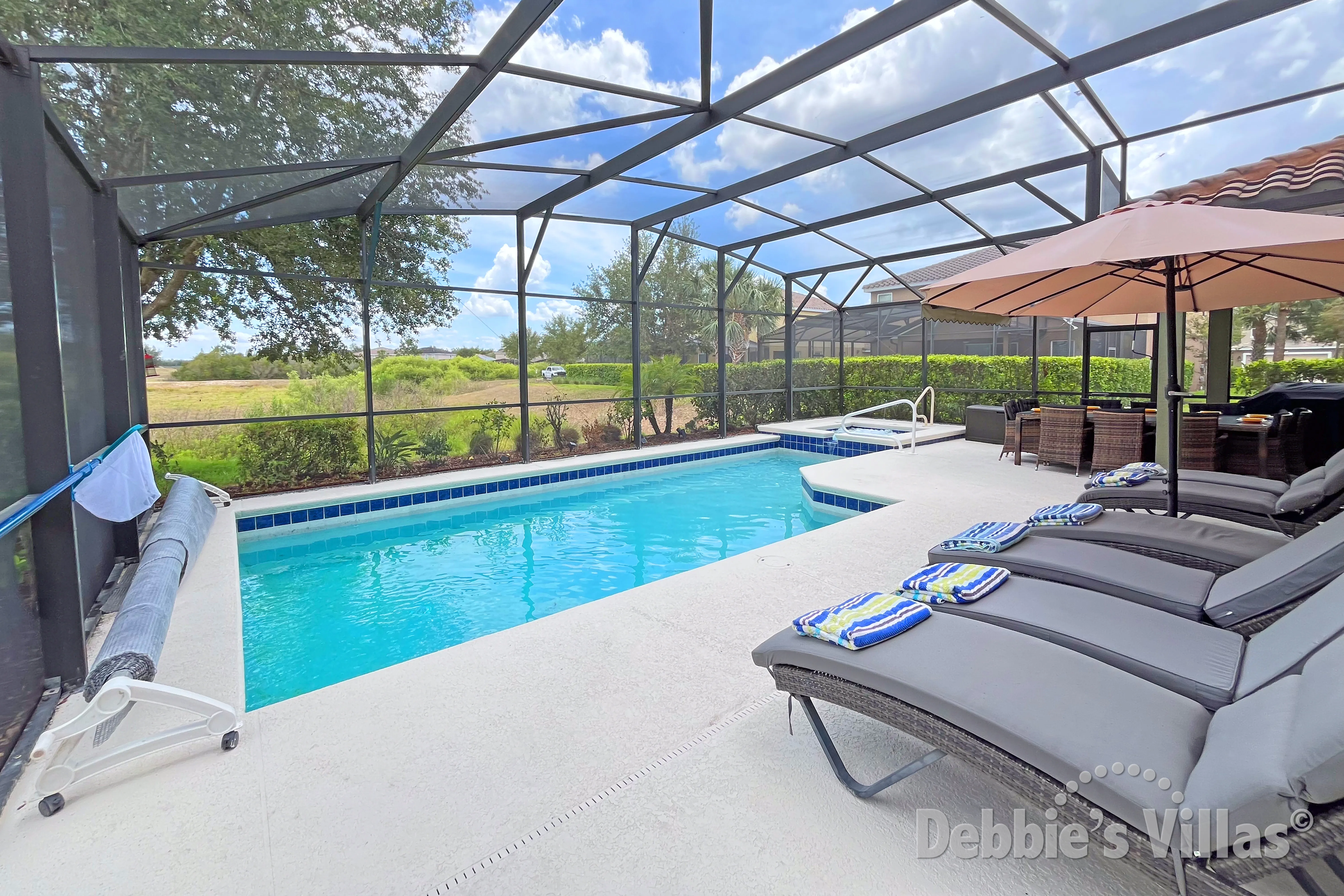 Private pool and spa at this vacation villa on Solterra in Davenport 