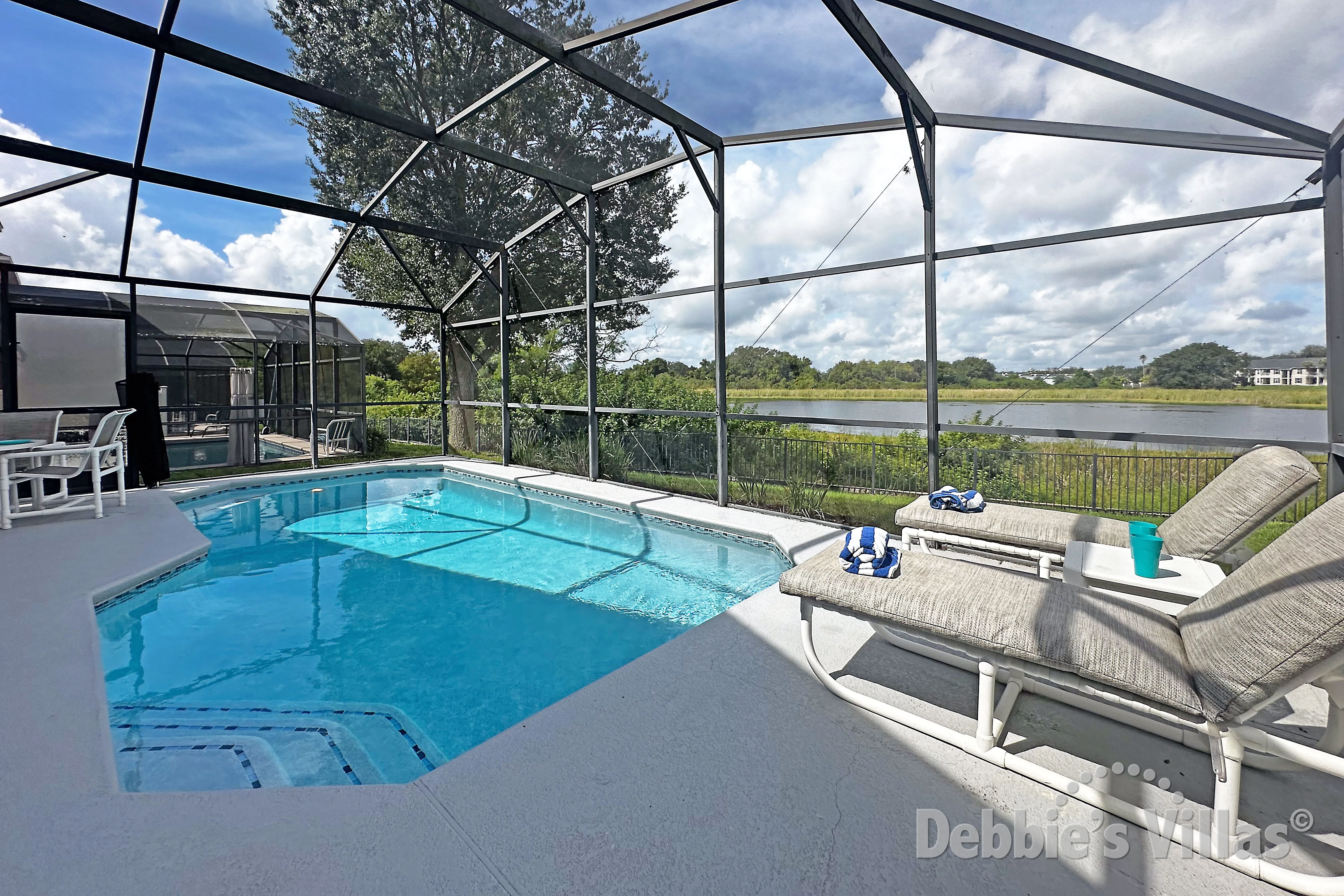 West-facing pool at this vacation villa on Southern Dunes in Haines City