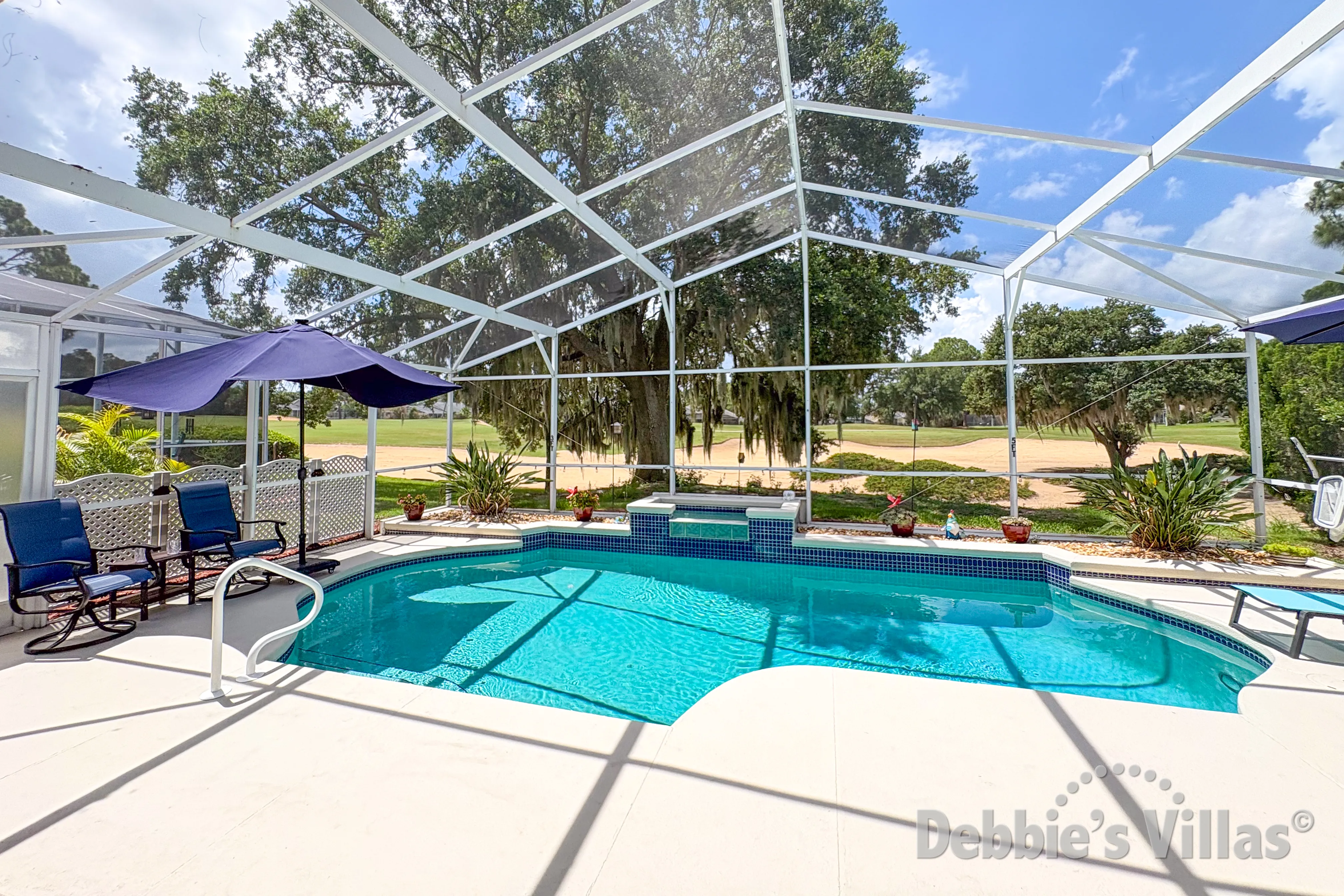 South-facing pool at this vacation villa on Southern Dunes in Haines City 