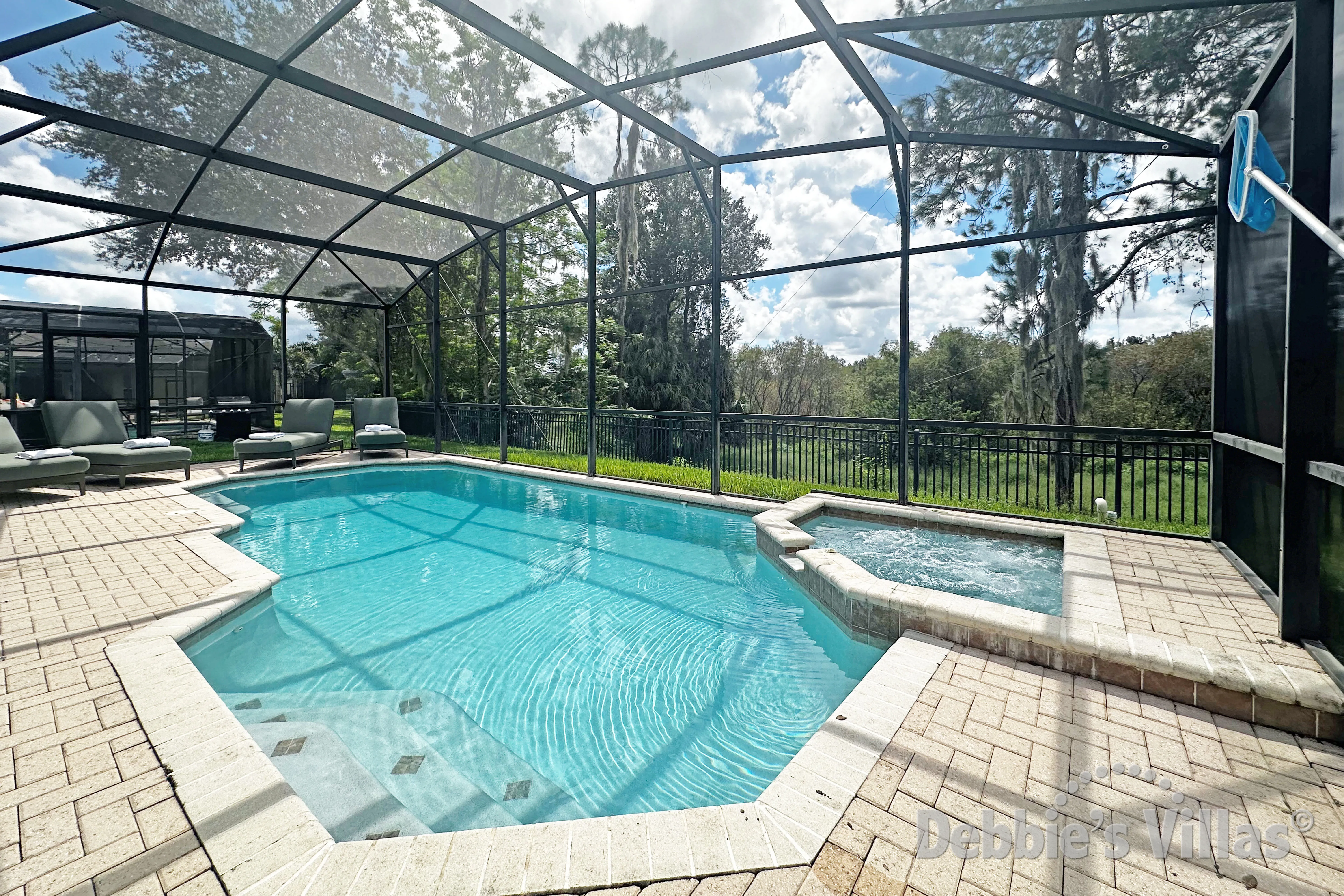 South-facing pool and spa with conservation views on Windsor Hills