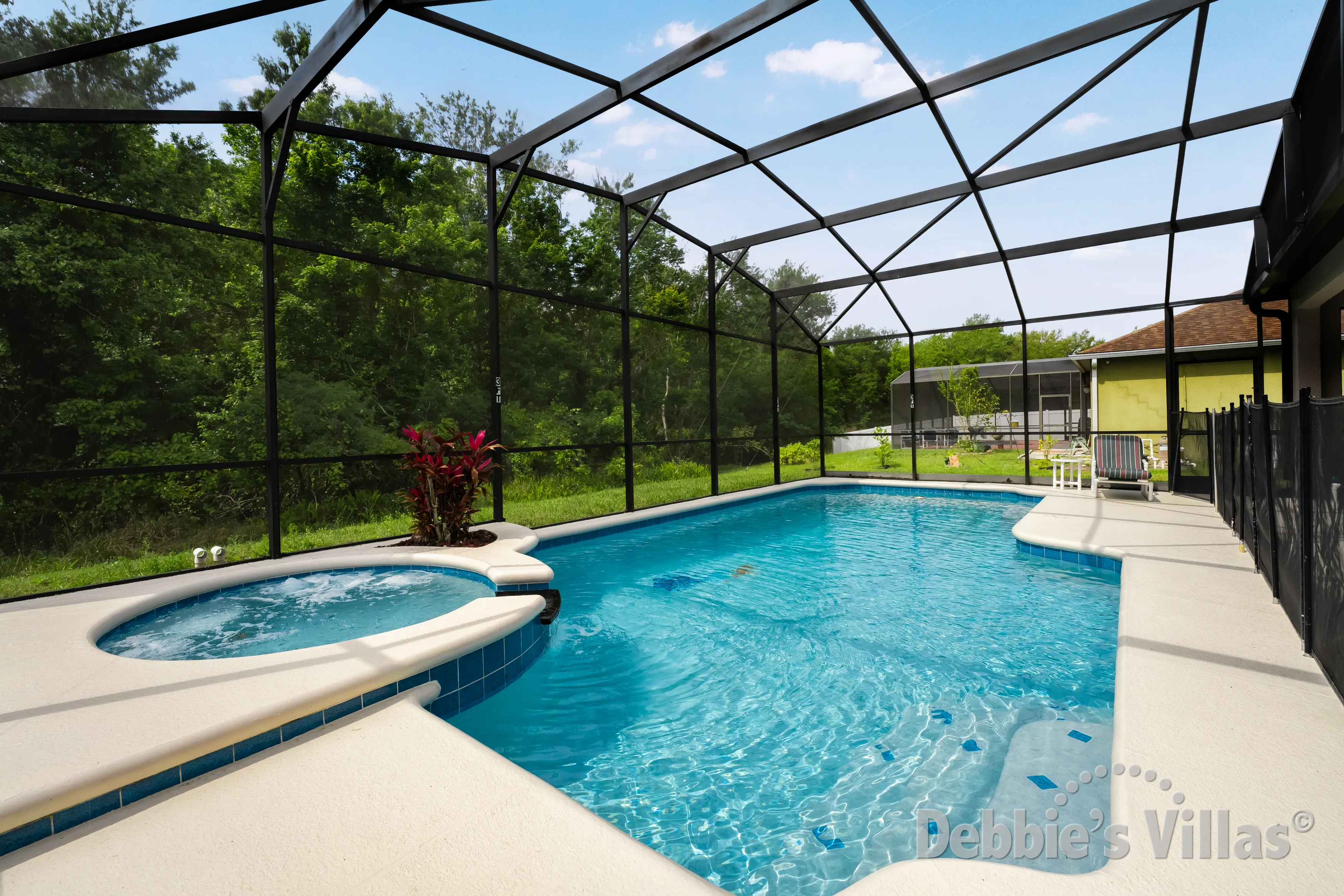 Conservation views from the south-west facing pool deck of this Kissimmee vacation villa