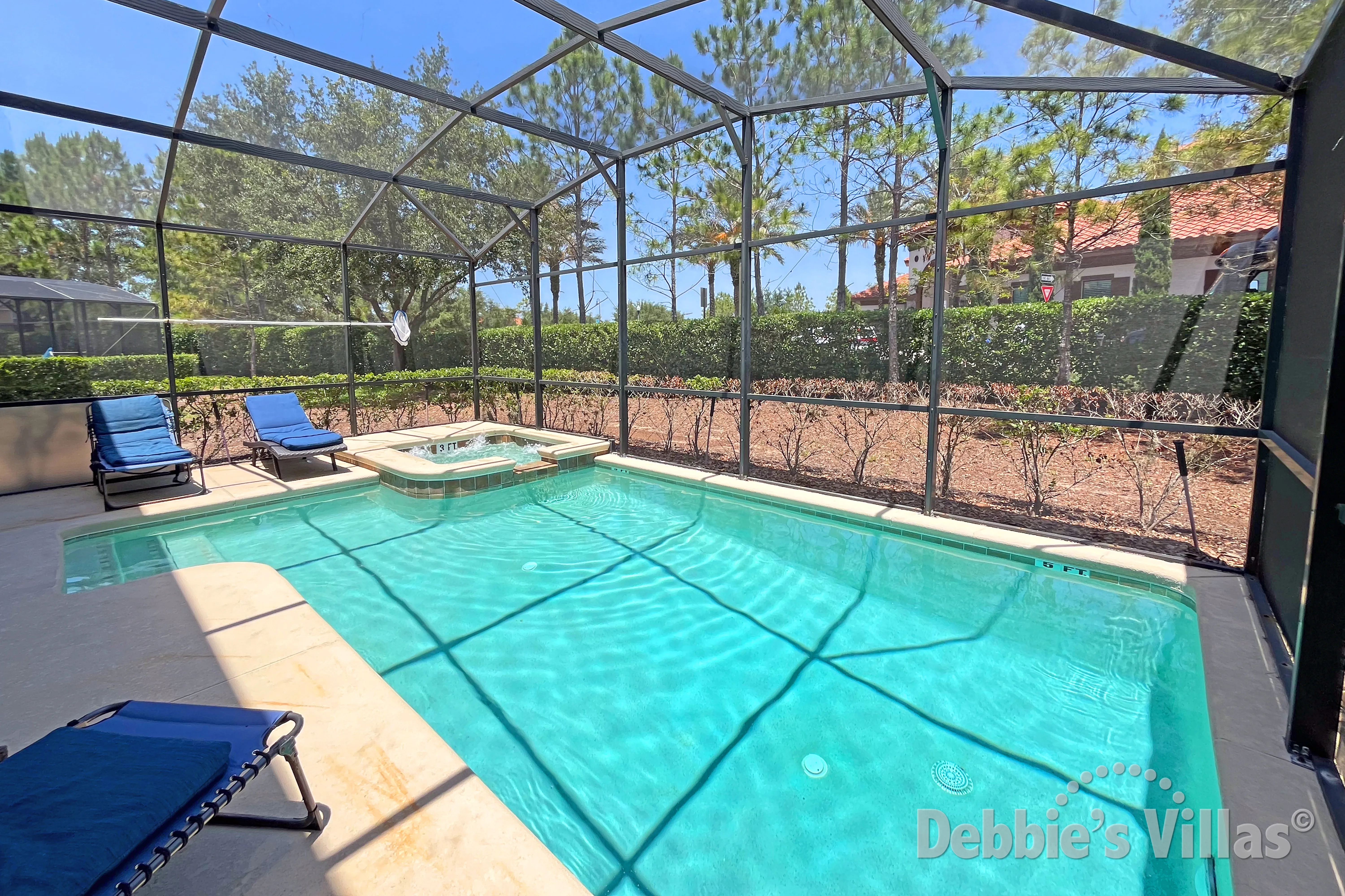 Private pool and spa at this vacation villa on Solterra in Davenport 