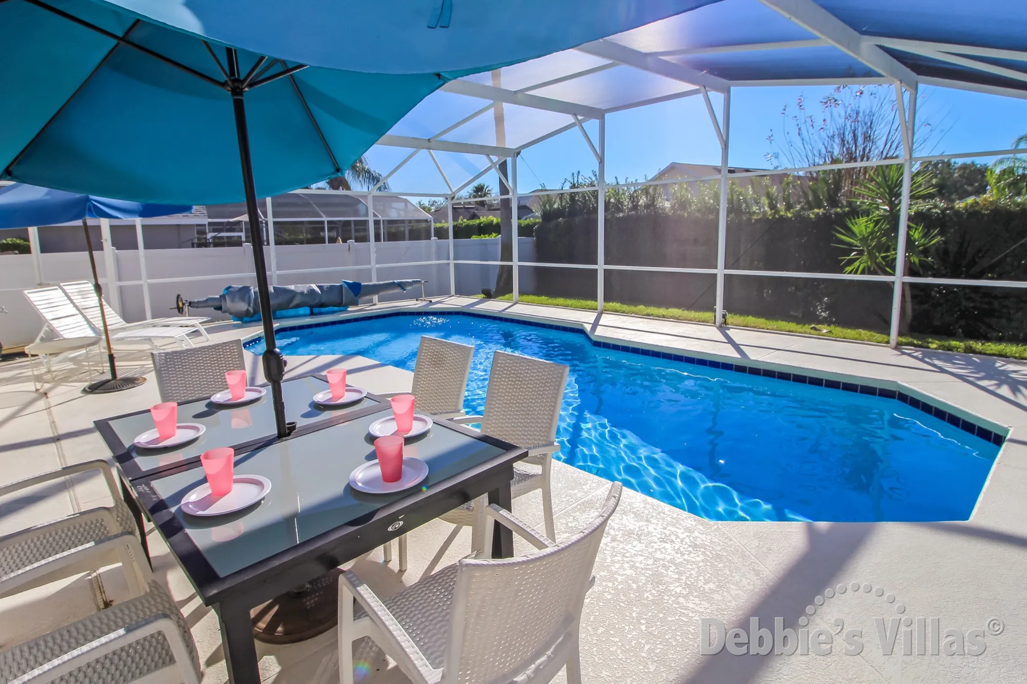 West-facing private pool at this villa in Davenport