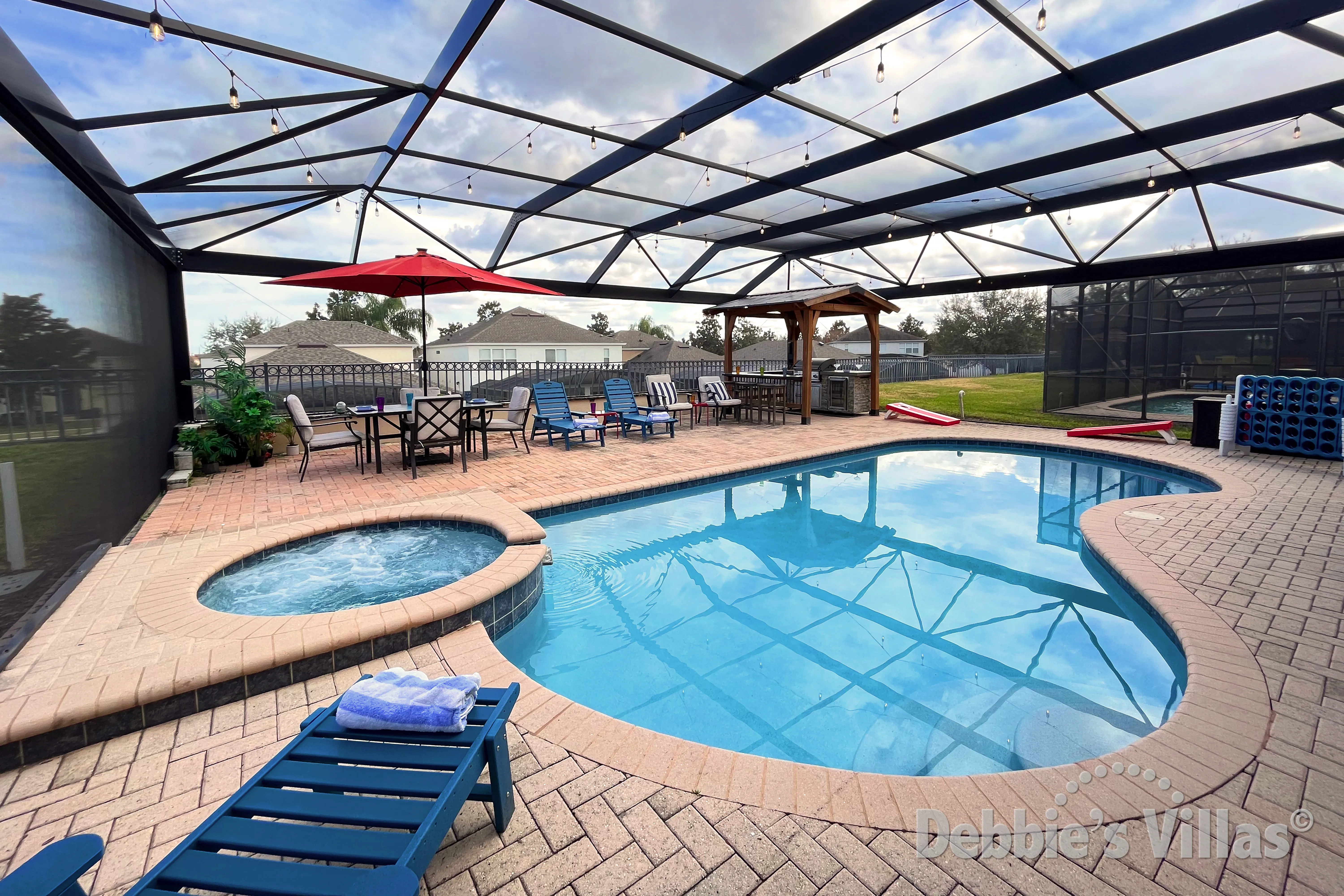 Private pool and spa at this vacation villa on Windsor Hills in Kissimmee