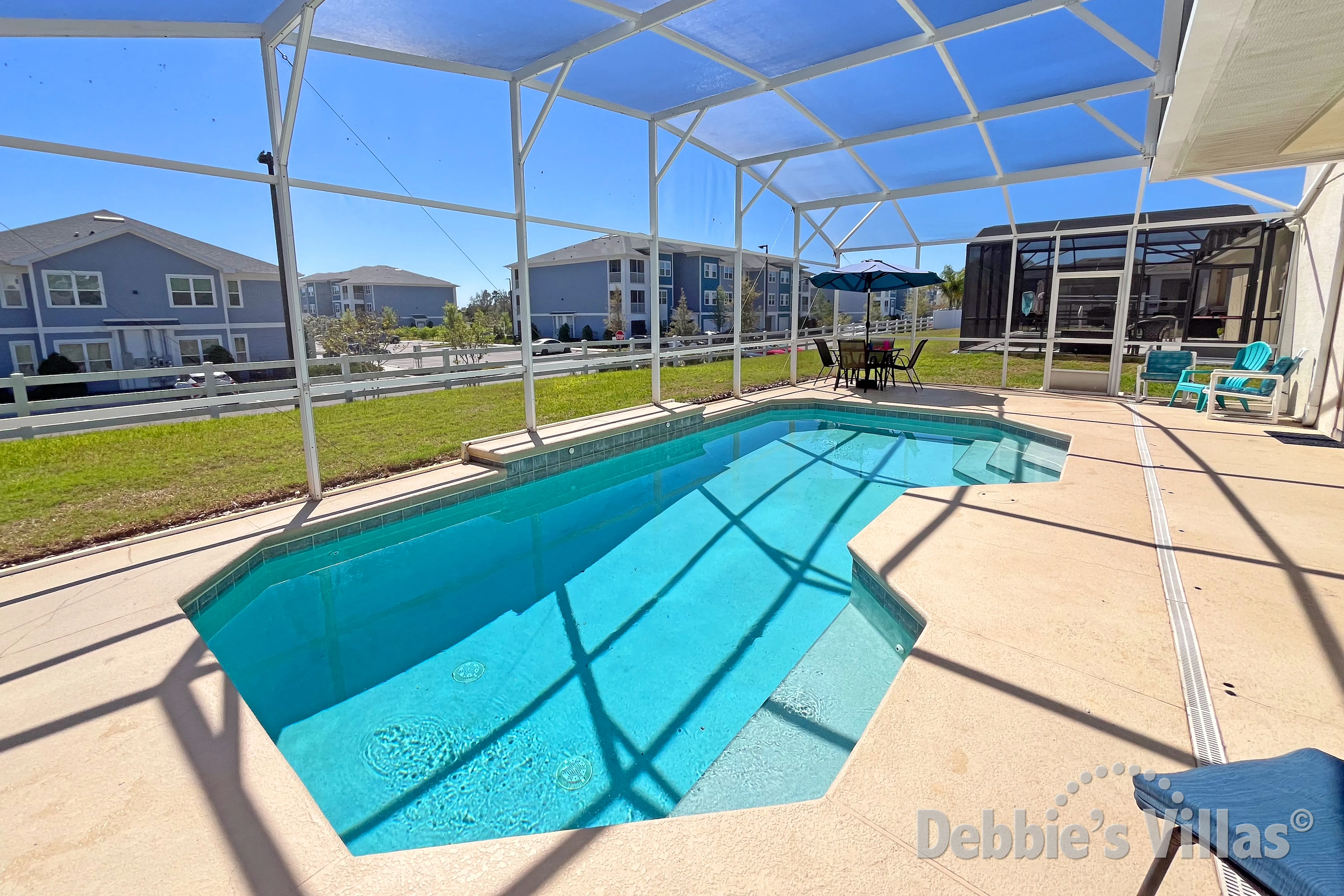 South-facing pool at this vacation villa on The Hamlet at West Haven in Davenport