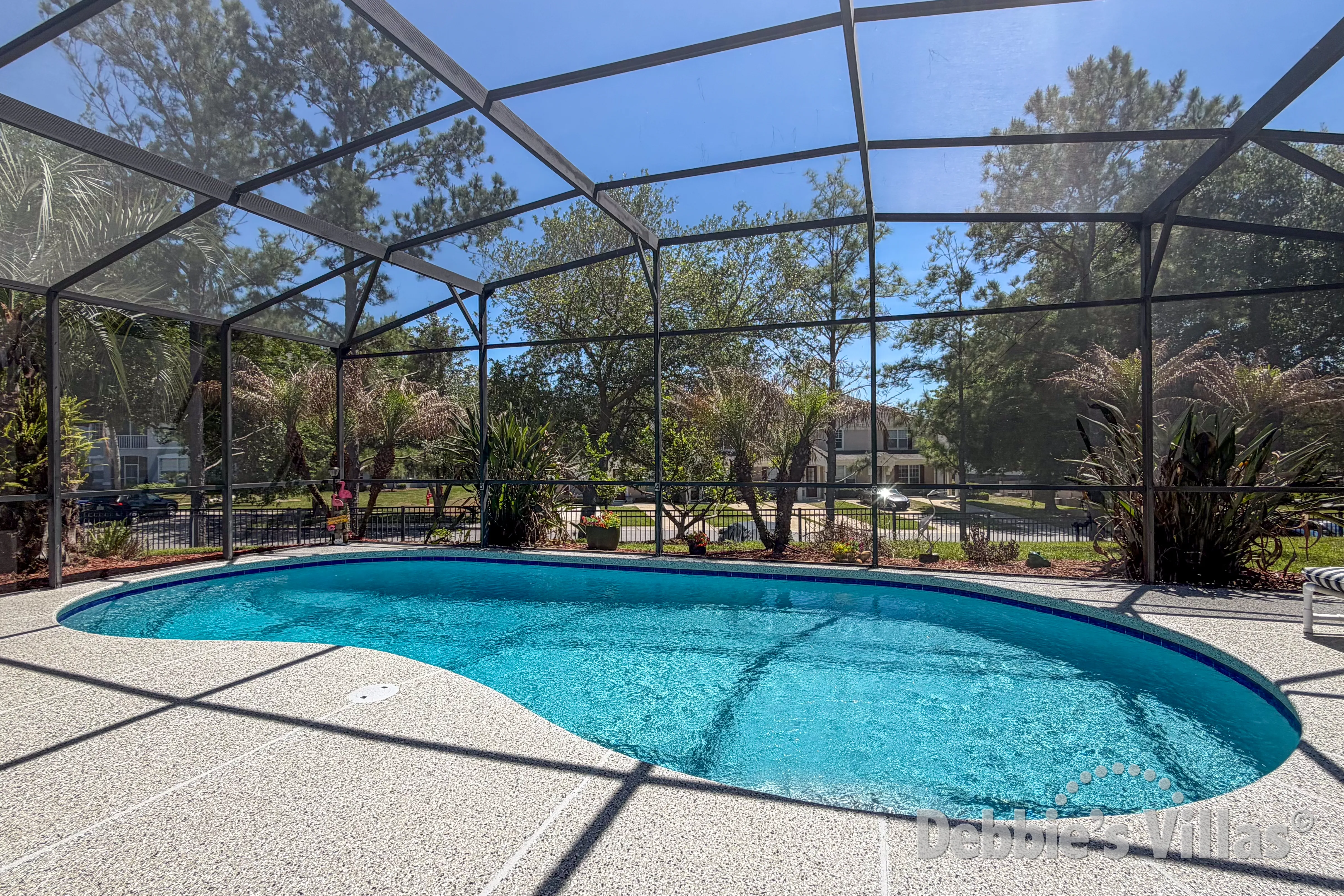 South-facing pool at this vacation villa on Windsor Palms in Kissimmee 