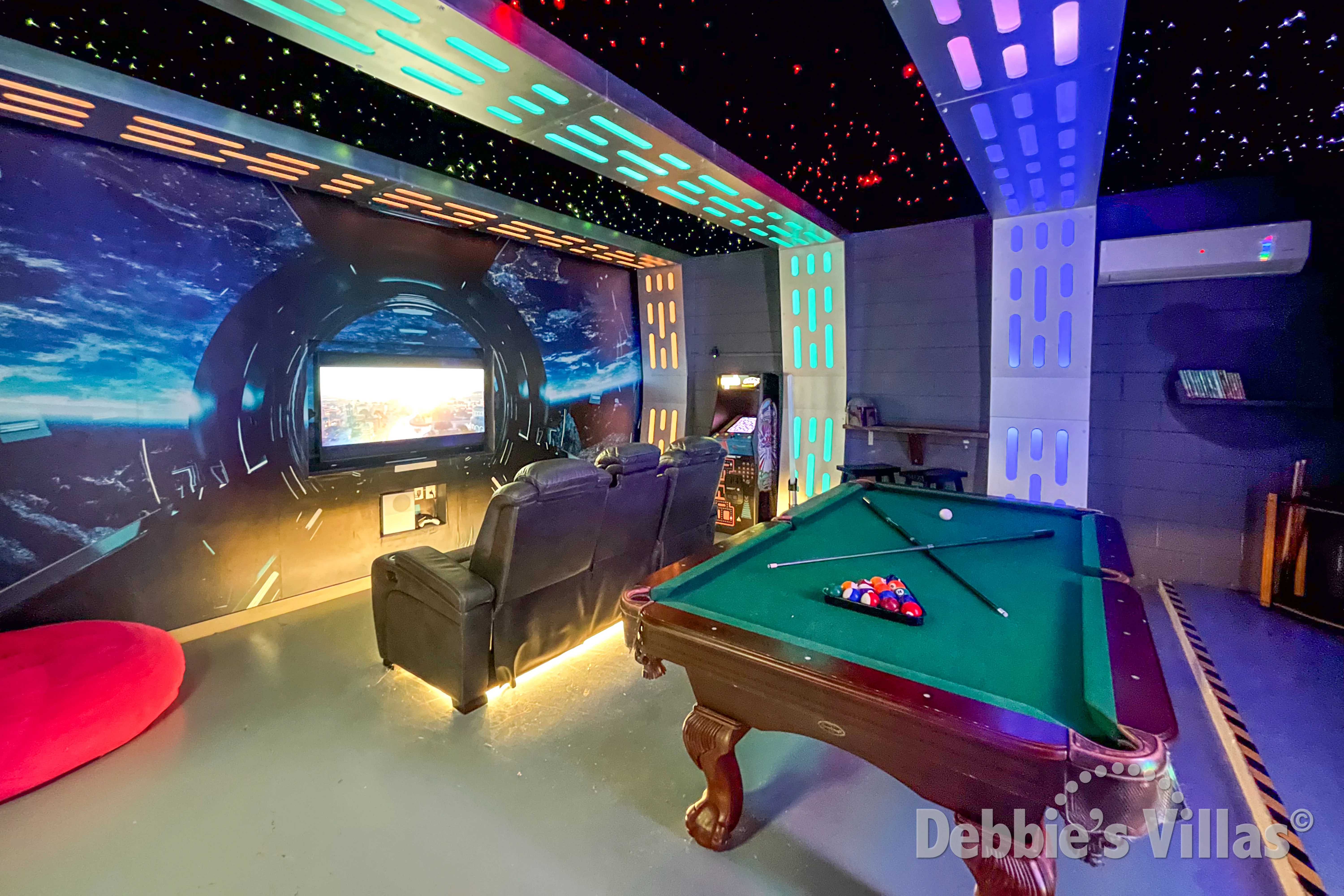 Air-conditioned games room in this vacation villa on Emerald Island in Kissimmee 