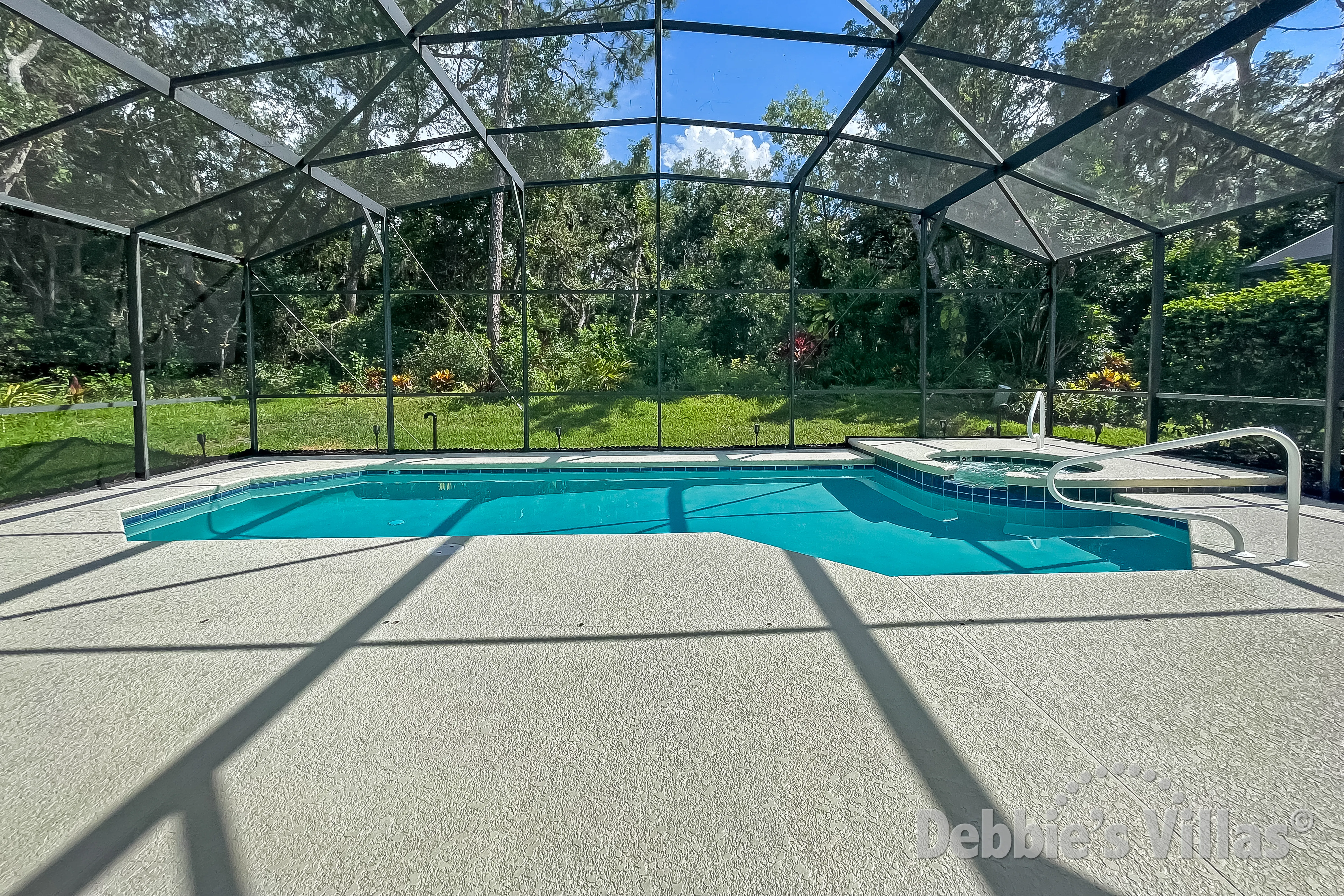 South-facing private pool and spa at this Emerald Island vacation villa