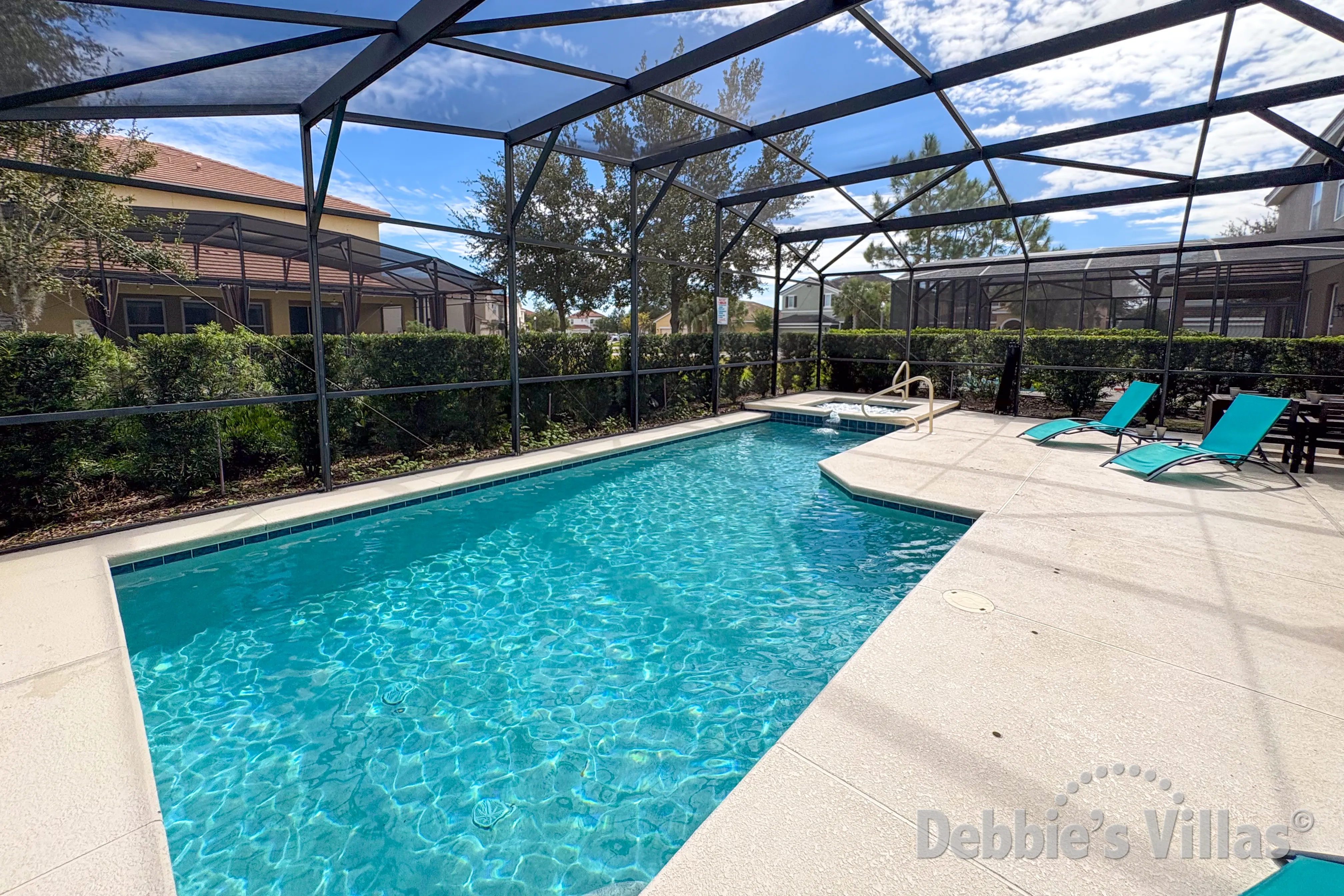 Private pool and spa at this vacation villa on Solterra in Davenport 