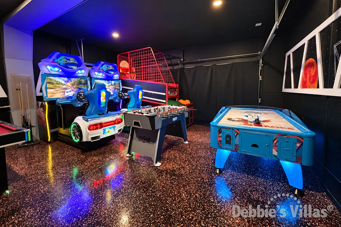 Air-conditioned and well-equipped games room in this vacation villa on ChampionsGate in Davenport 