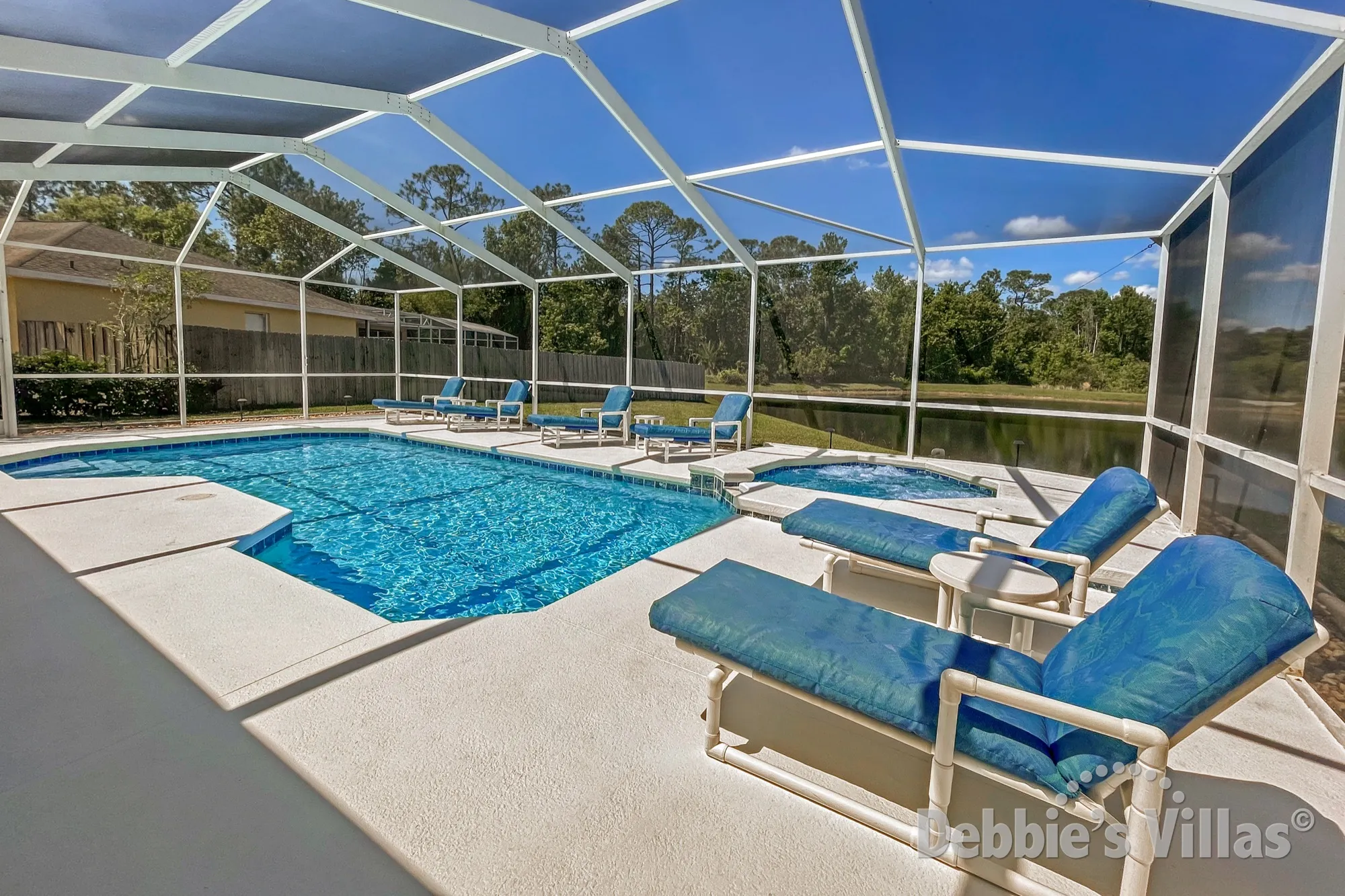 Lake view from the west-facing private pool of this Davenport vacation villa